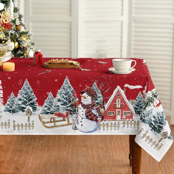 Durable 60x84 Inch Washable Christmas Tablecloth - Perfect for Holiday Decor - Picture 2 of 5
